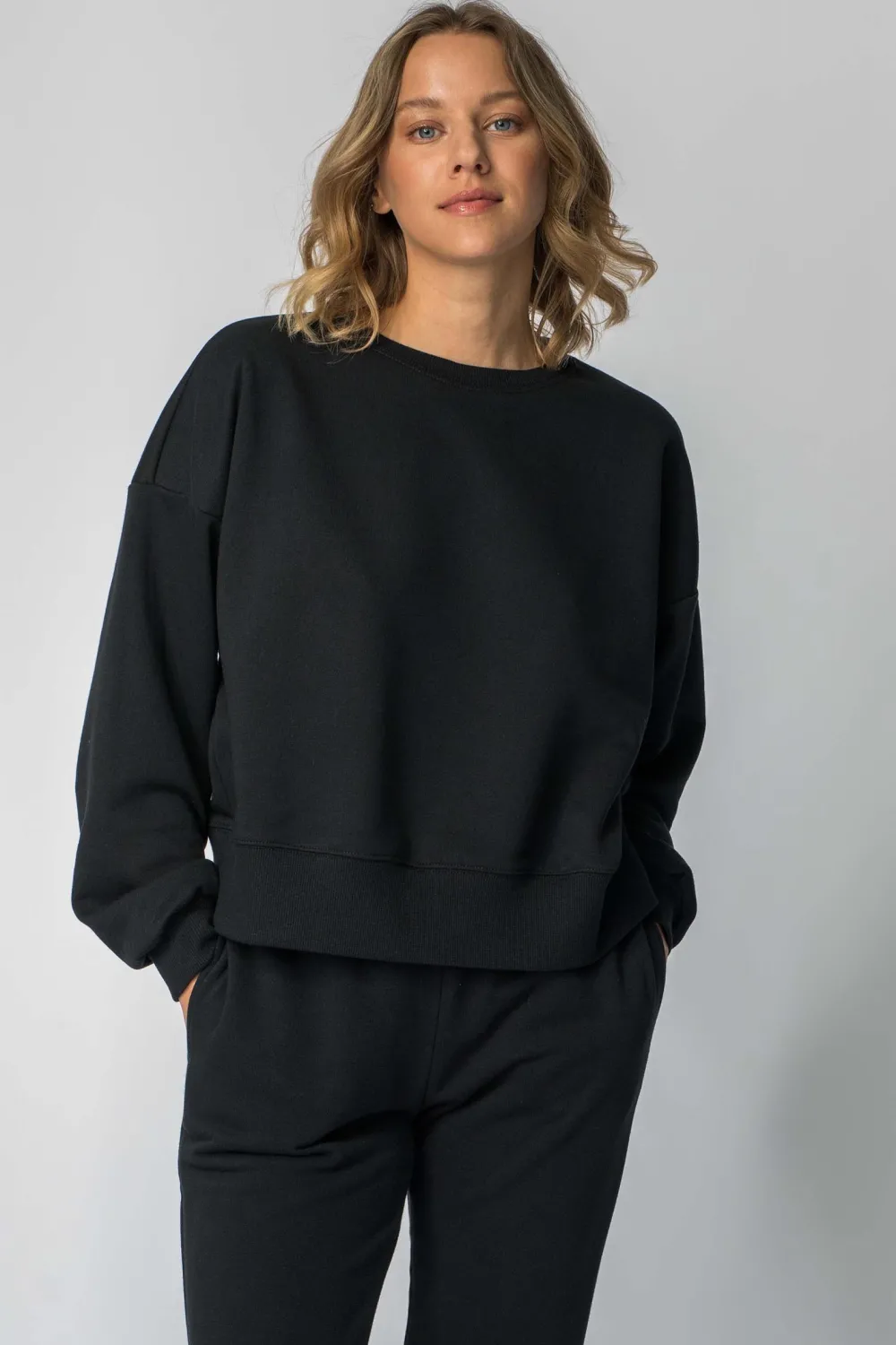 New Buza dreowa ze ściągaczai - czarna Odzież Casualowa|Bluzy
