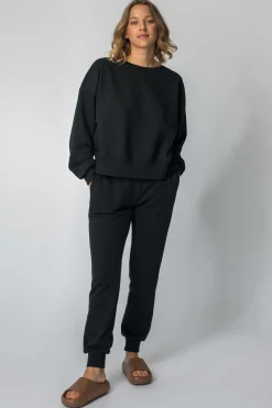 New Buza dreowa ze ściągaczai - czarna Odzież Casualowa|Bluzy