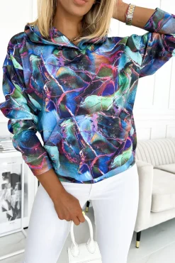Best Buza kangurka z kapture - niebieki arur Bluzy
