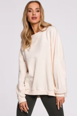 Clearance Bluza oversize ze ściągaczem na dole – waniliowa Bluzy