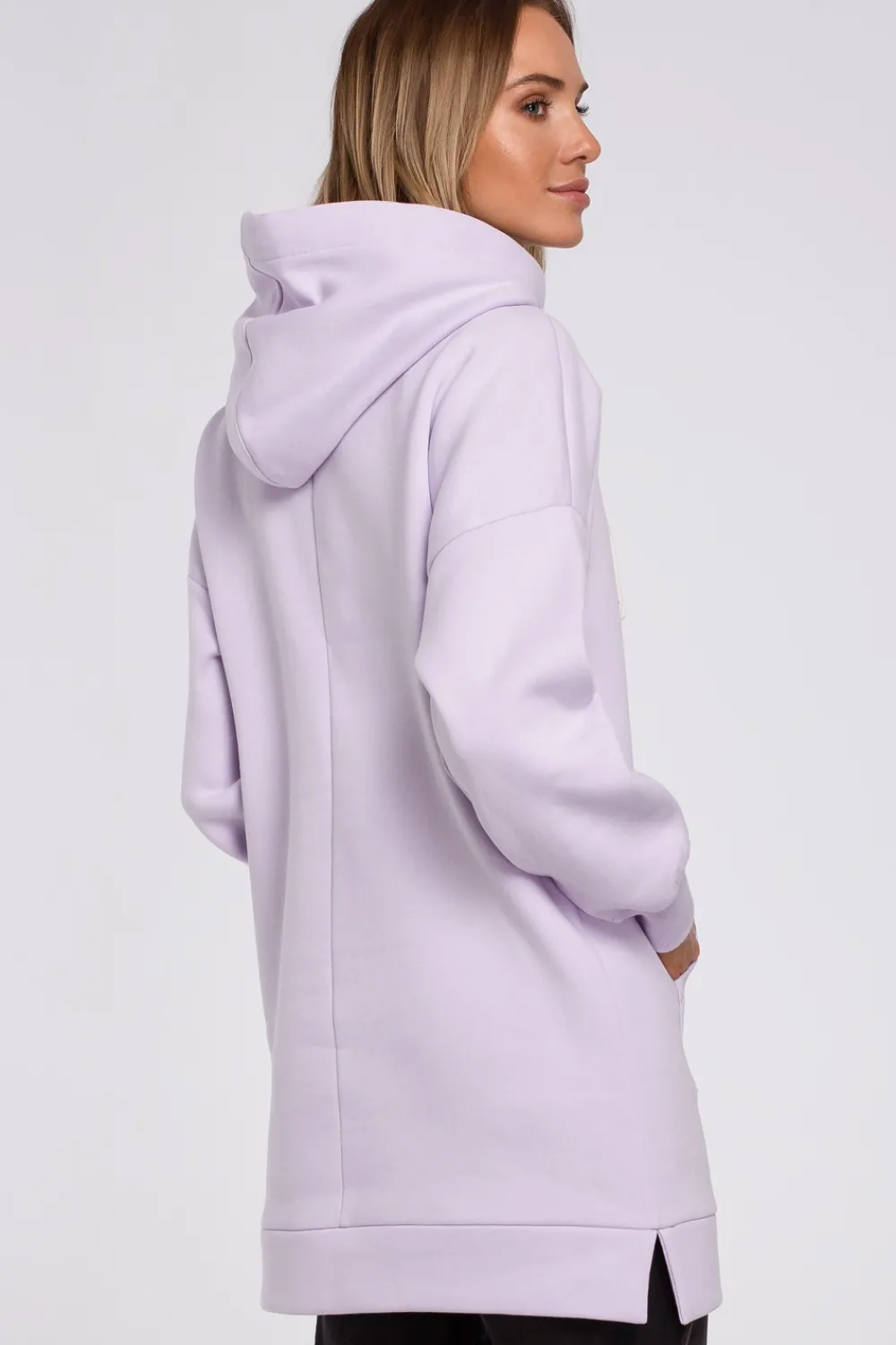 Online Bluza oversize z kieszenią typu kangurek - liliowa Bluzy