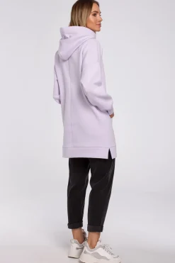 Online Bluza oversize z kieszenią typu kangurek - liliowa Bluzy