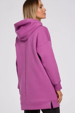 Discount Bluza oversize z kieszenią typu kangurek - lawendowa Bluzy