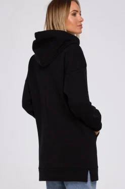 Outlet Bluza oversize z kieszenią typu kangurek - czarna Bluzy