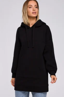 Outlet Bluza oversize z kieszenią typu kangurek - czarna Bluzy