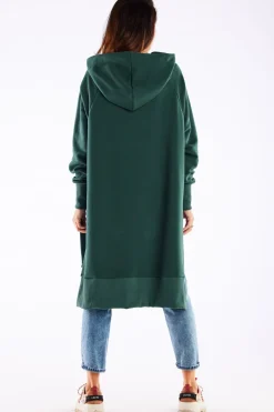 Outlet Bluza oversize z rozcięciami po bokach - zielona Odzież Casualowa|Dobry Skład