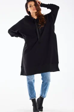 Clearance Bluza oversize z rozcięciami po bokach - czarna Odzież Casualowa|Dobry Skład