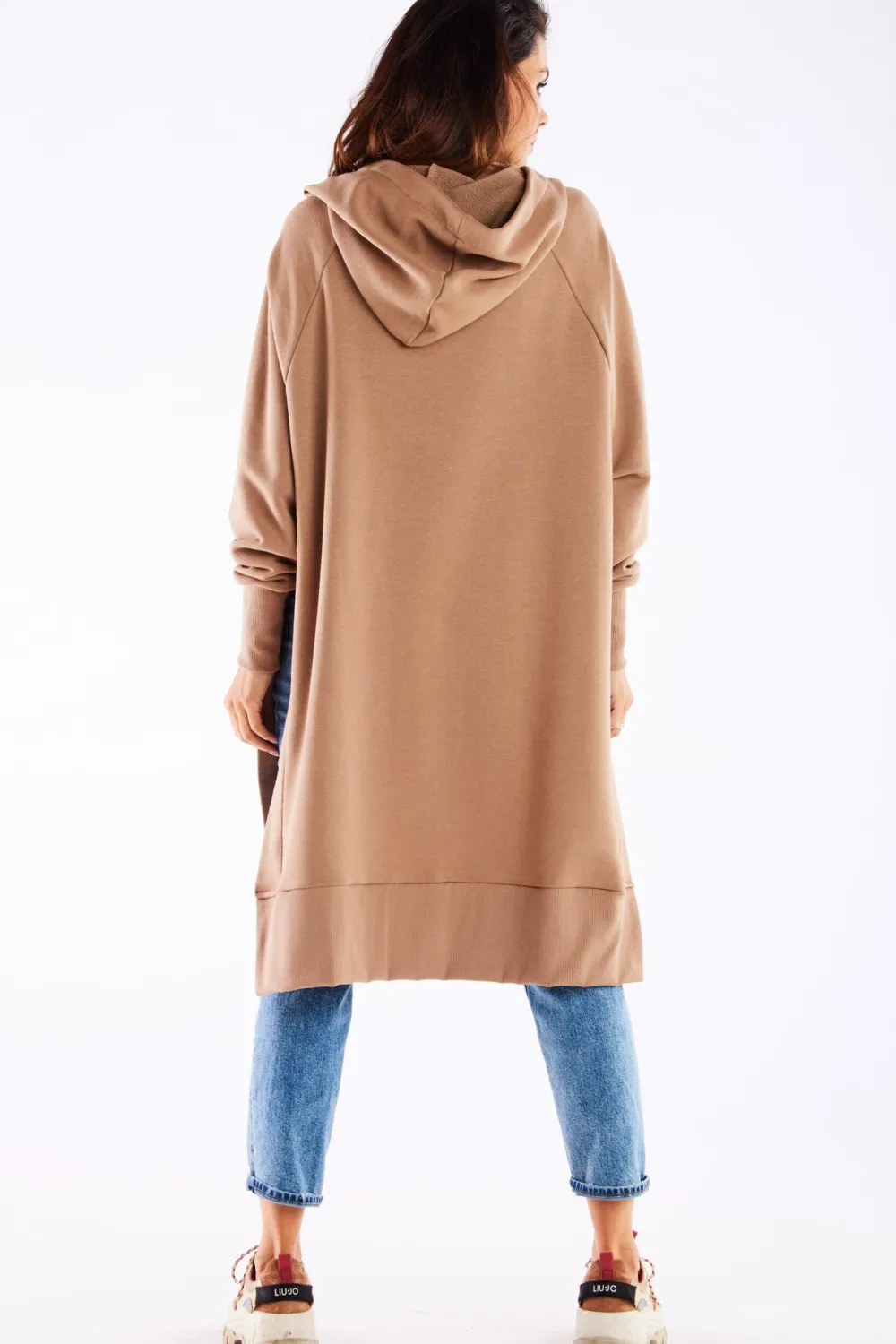 Hot Bluza oversize z rozcięciami po bokach - beżowa Odzież Casualowa|Dobry Skład