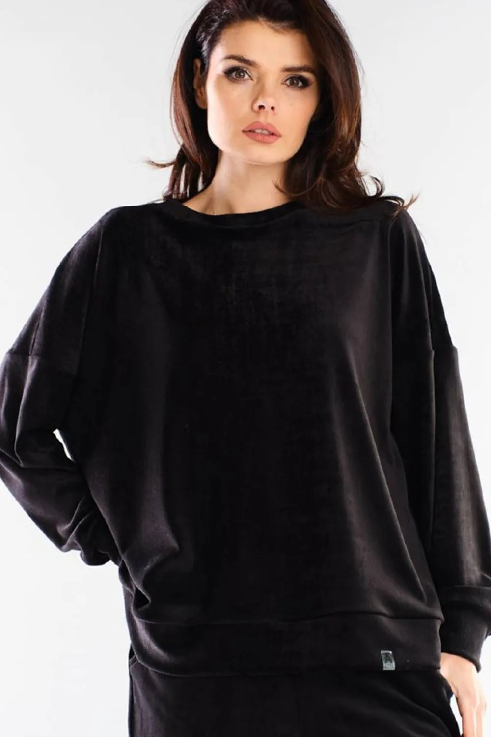 New Bluza oversize z weluru - czarna Odzież Casualowa|Bluzy