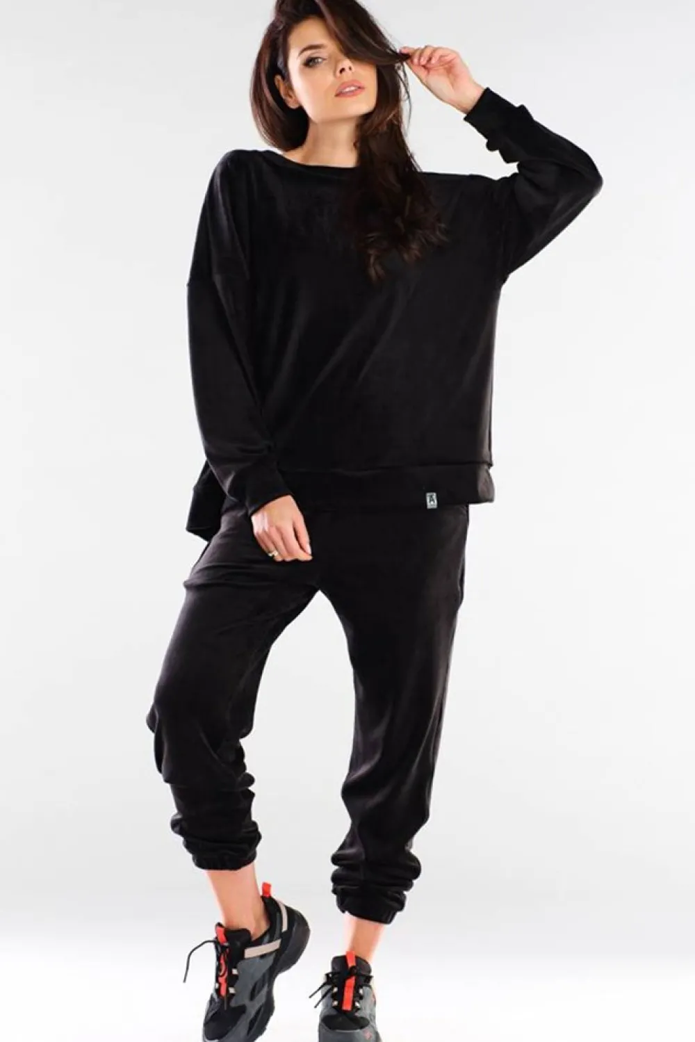 New Bluza oversize z weluru - czarna Odzież Casualowa|Bluzy