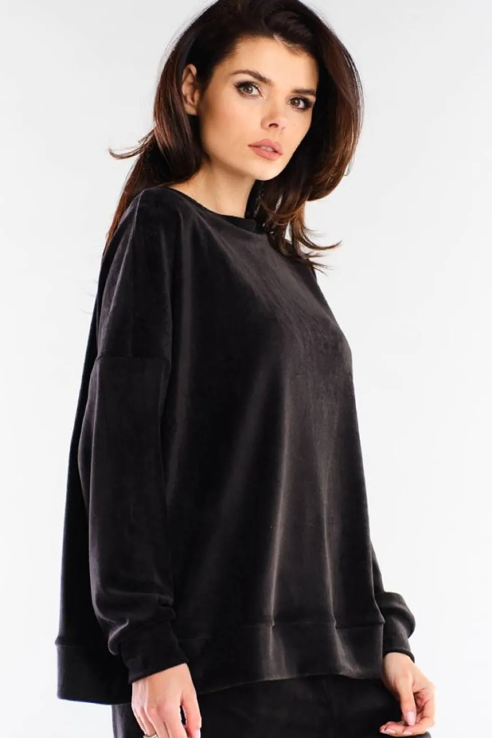 New Bluza oversize z weluru - czarna Odzież Casualowa|Bluzy