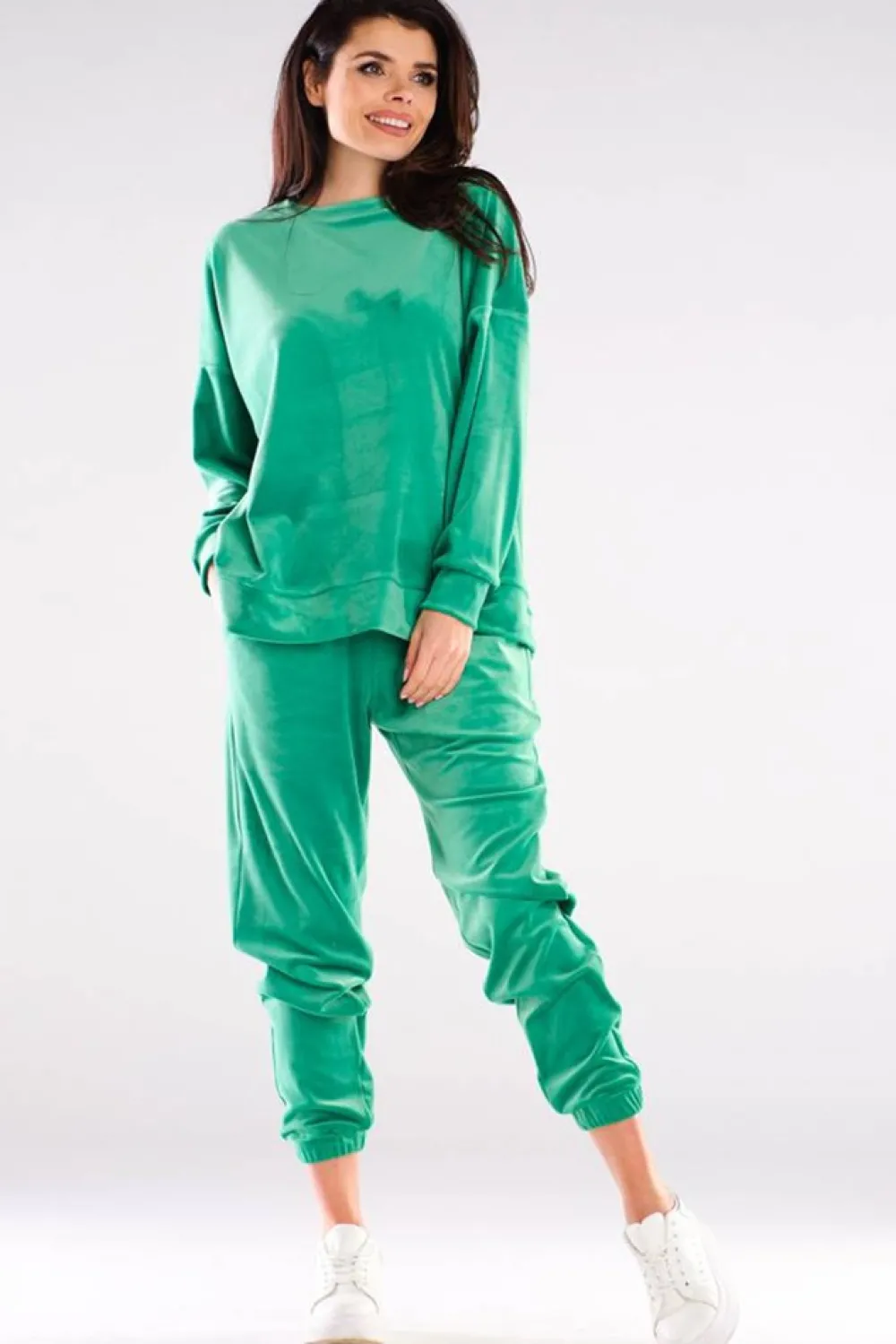 Sale Bluza oversize z weluru - zielona Odzież Casualowa|Bluzy
