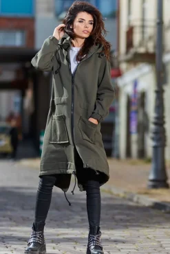 Outlet Buza parka zapinana na zaek - khaki Odzież Casualowa|Dobry Skład
