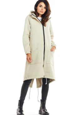 New Buza parka zapinana na zaek - beżowa Odzież Casualowa|Dobry Skład