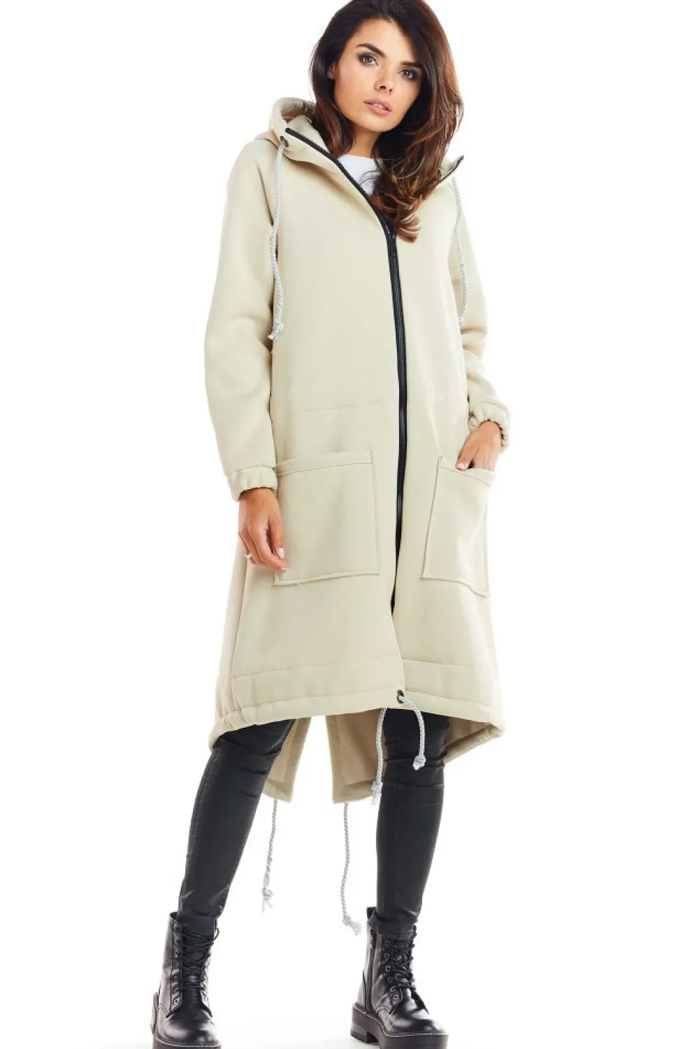 New Buza parka zapinana na zaek - beżowa Odzież Casualowa|Dobry Skład
