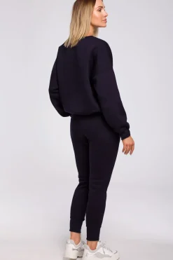 Clearance Bluza szeroka z haftem - granatowa Odzież Casualowa|Bluzy