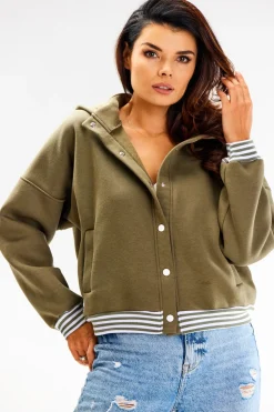 Hot Buza typu boberka ze tójką i kapture - khaki Odzież Casualowa|Bluzy