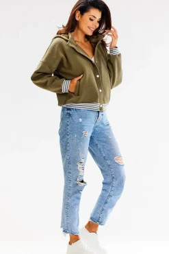 Hot Buza typu boberka ze tójką i kapture - khaki Odzież Casualowa|Bluzy