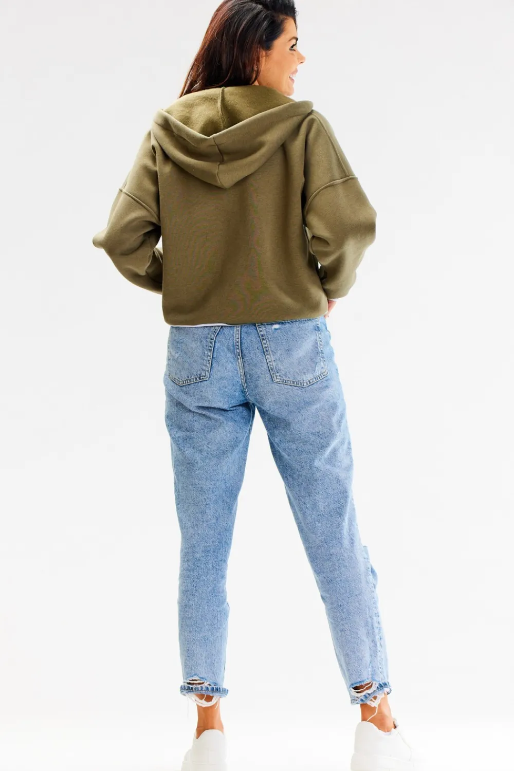 Hot Buza typu boberka ze tójką i kapture - khaki Odzież Casualowa|Bluzy