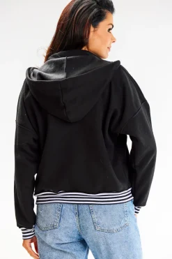New Buza typu boberka ze tójką i kapture - czarna Odzież Casualowa|Bluzy