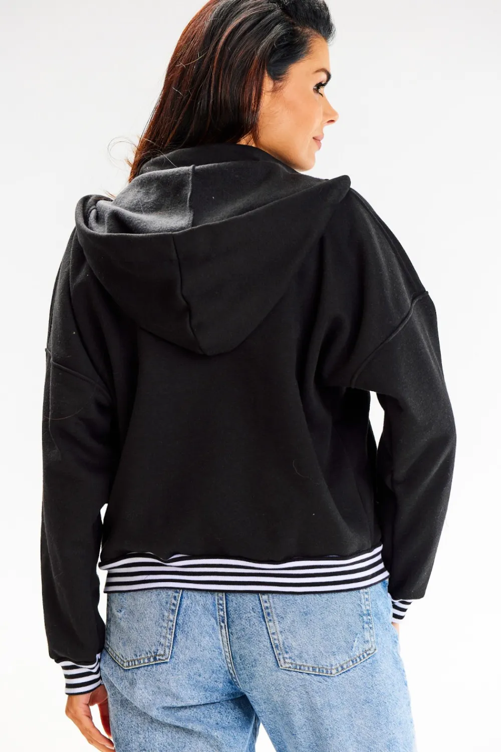 New Buza typu boberka ze tójką i kapture - czarna Odzież Casualowa|Bluzy