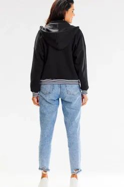 New Buza typu boberka ze tójką i kapture - czarna Odzież Casualowa|Bluzy