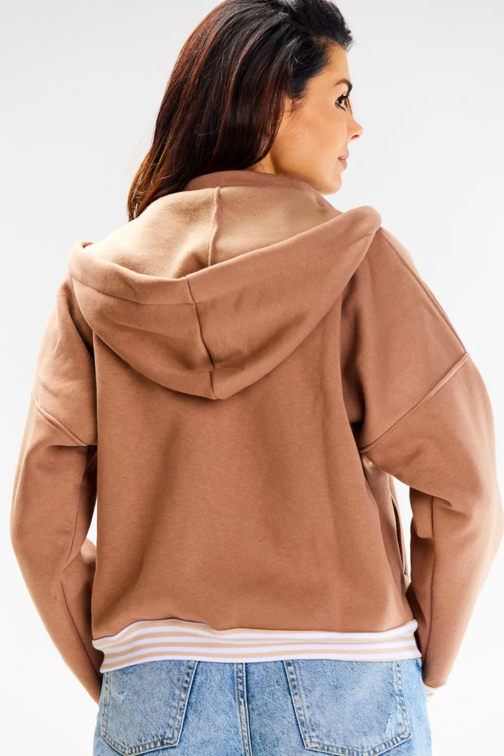 New Buza typu boberka ze tójką i kapture - beżowa Odzież Casualowa|Bluzy