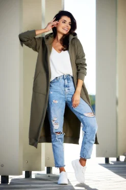 Online Buza typu parka z kapture i kiezeniai - khaki Odzież Casualowa|Bluzy