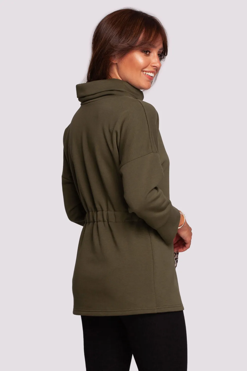 Sale Buza z gofe o przedłużony kroju - oiwkowa Odzież Casualowa|Bluzy