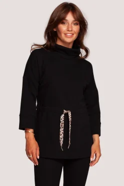 Hot Buza z gofe o przedłużony kroju - czarna Odzież Casualowa|Bluzy