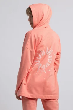 Discount Buza z kapture bez zapięcia - koraowa Odzież Casualowa|Bluzy