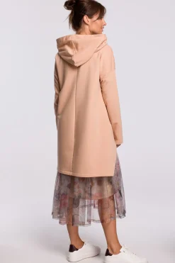 Discount Buza z kapture i ayetryczny rozcięcie - beżowa Odzież Casualowa|Bluzy
