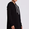 Best Bluza z kapturem i asymetrycznym rozcięciem - czarna Odzież Casualowa|Bluzy
