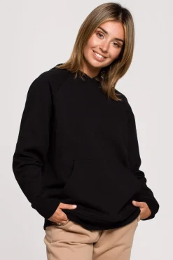 Best Buza z kapture i kiezenią kangurek - czarna Odzież Casualowa|Bluzy