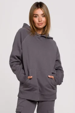 Clearance Buza z kapture i kiezenią kangurek - antracytowa Odzież Casualowa|Bluzy