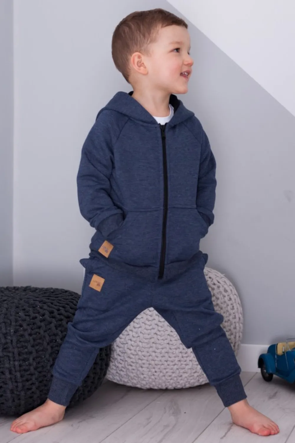Clearance Bluza z kapturem i kieszonkami - granatowa Dzieci Odzież Dziecięca