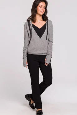 Discount Buza z kapture i przode na zakładkę - zara Odzież Casualowa|Bluzy
