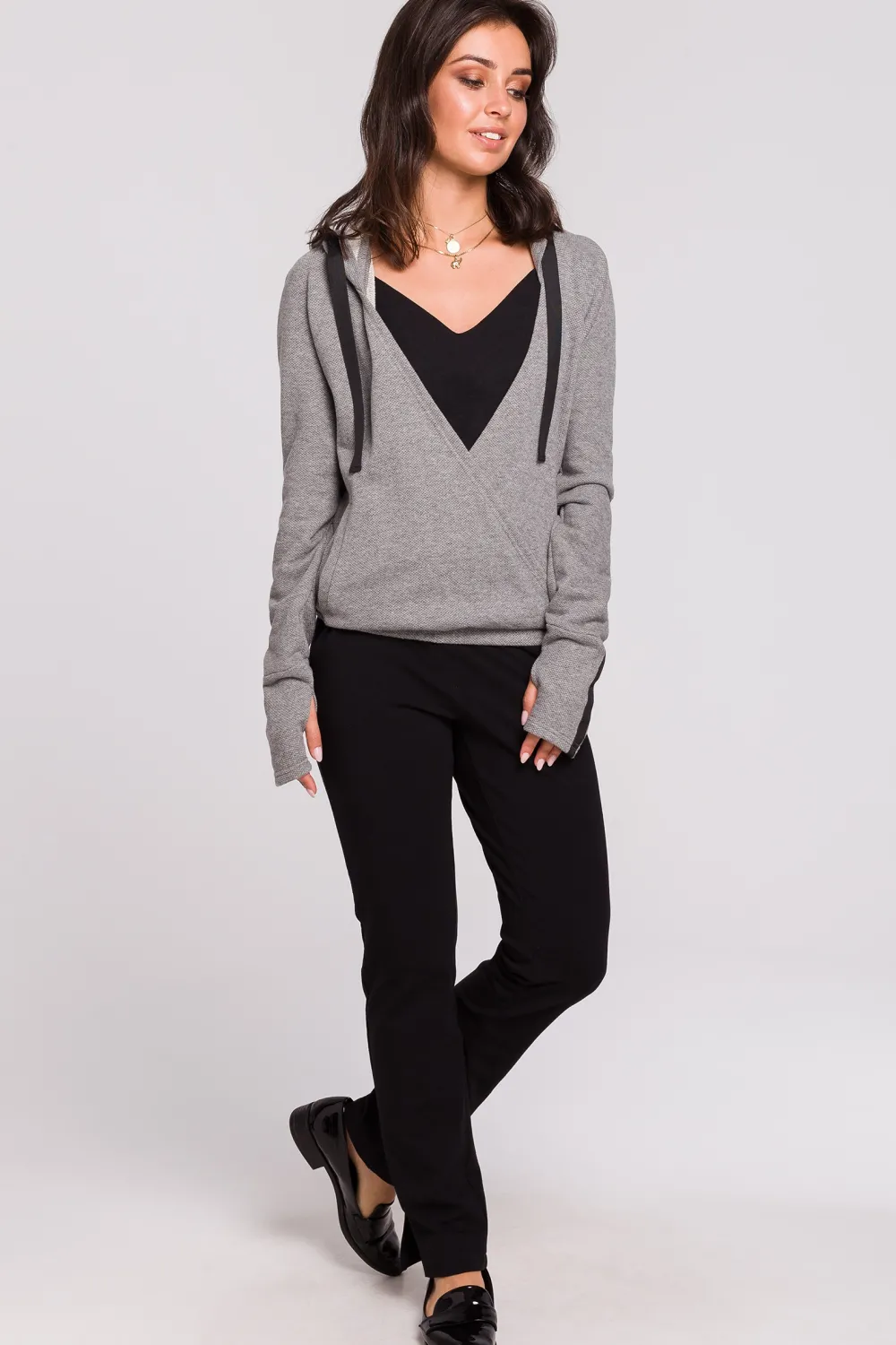Discount Buza z kapture i przode na zakładkę - zara Odzież Casualowa|Bluzy
