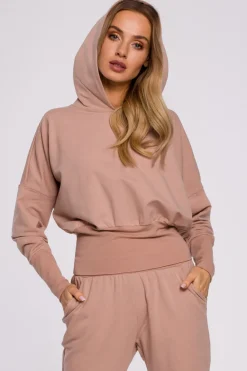 New Bluza z kapturem i wysokim ściągaczem - mocca Bluzy