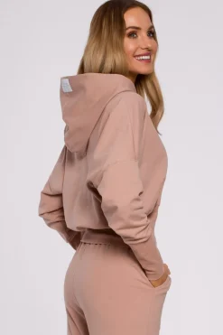 New Bluza z kapturem i wysokim ściągaczem - mocca Bluzy