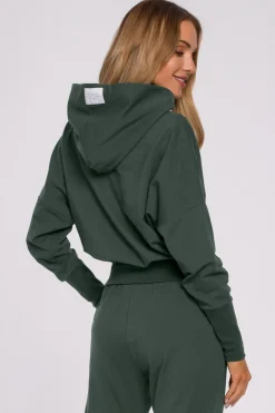 Hot Buza z kapture i wyoki ściągacze - iitarno-zieona Odzież Casualowa|Bluzy