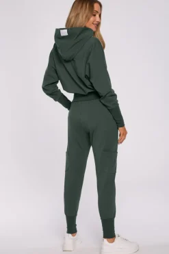 Hot Buza z kapture i wyoki ściągacze - iitarno-zieona Odzież Casualowa|Bluzy