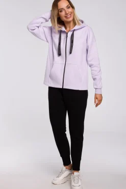 New Bluza z kapturem zasuwana na zamek - liliowa Odzież Casualowa|Bluzy