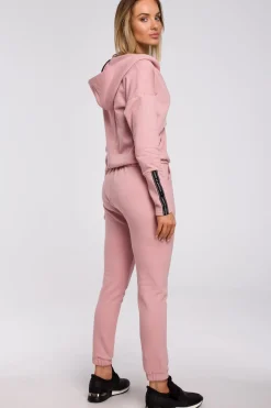 Discount Buza z kiezenią kangurek i kapture - pudrowa Odzież Casualowa|Bluzy