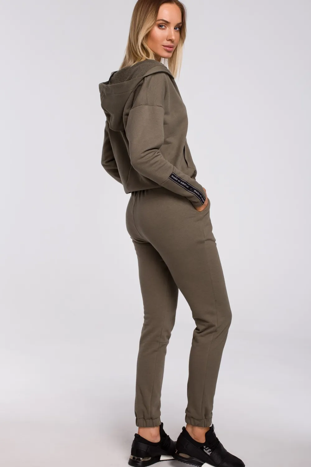 New Buza z kiezenią kangurek i kapture - khaki Odzież Casualowa|Bluzy