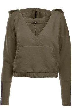 New Buza z kiezenią kangurek i kapture - khaki Odzież Casualowa|Bluzy