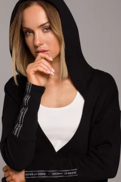 Clearance Buza z kiezenią kangurek i kapture - czarna Odzież Casualowa|Bluzy