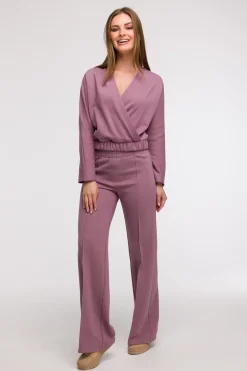 Buza z kopertowy dekote - wrzoowa Odzież Casualowa|Bluzy