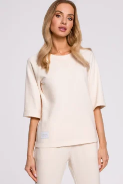 Best Bluza z krótkimi rękawami - waniliowa Bluzy