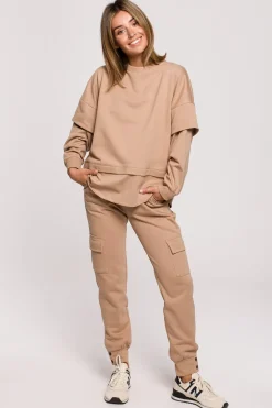 Sale Buza z wartwowyi rękawai uniex - orzechowa Odzież Casualowa|Bluzy